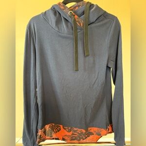 Navy Blue with floral design Hooded Sweatshirt